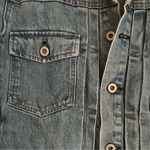 H&M LOGG Men's Jean Jacket Large Denim Trucker Distressed Light Wash - Picture 2 of 4